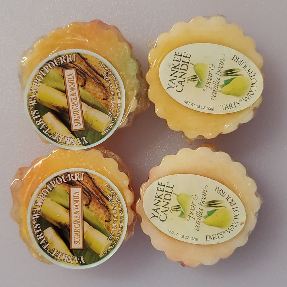 Lot of 4 Yankee Candle wax tarts pear  vanilla bean sugar cane vanilla